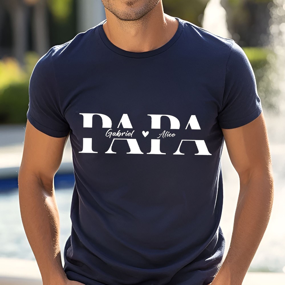 Chemise papa personnalisée avec nom d'enfant, cadeau de fête des pères pour nouveau papa