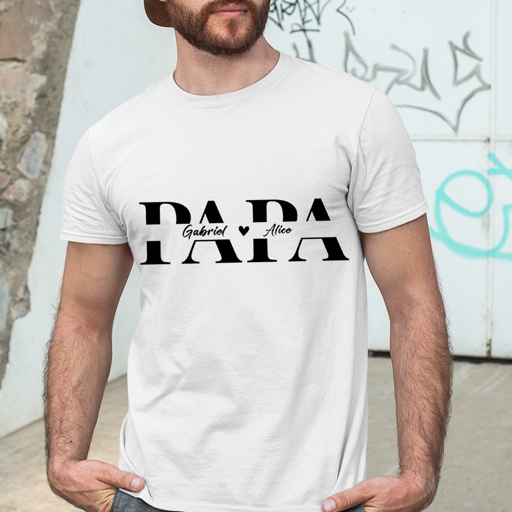 Chemise papa personnalisée avec nom d'enfant, cadeau de fête des pères pour nouveau papa