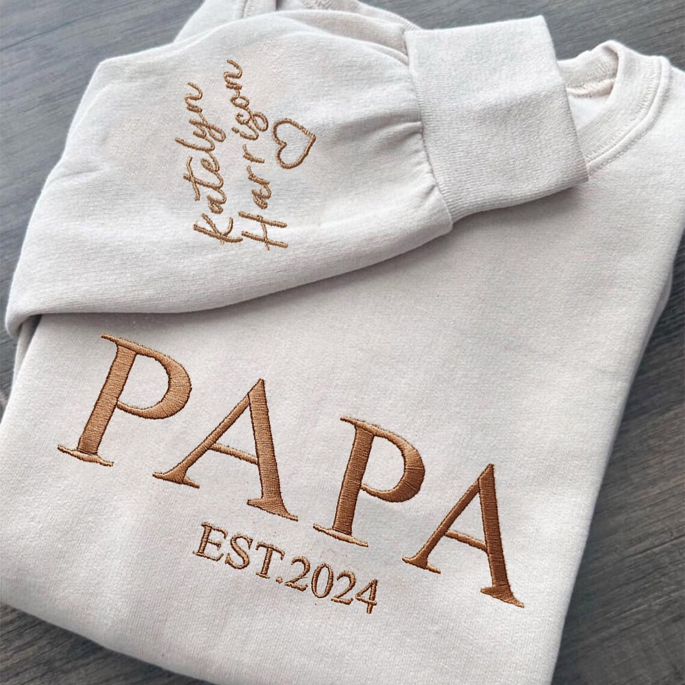 Sweat-shirt brodé Papa personnalisé, sweat à capuche, cadeaux de fête des pères, idées de cadeaux uniques pour la famille