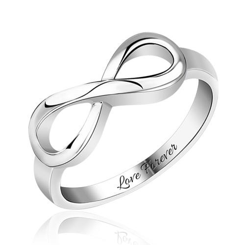 Bague symbole de l'infini en argent sterling S925 avec gravure