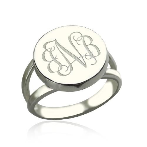 Bague monogramme personnalisée en argent sterling S925