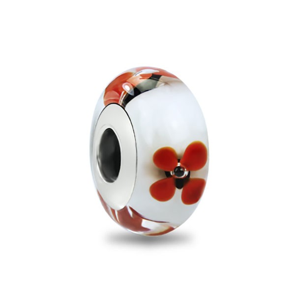 Charm Fleur Rouge en Verre de Murano