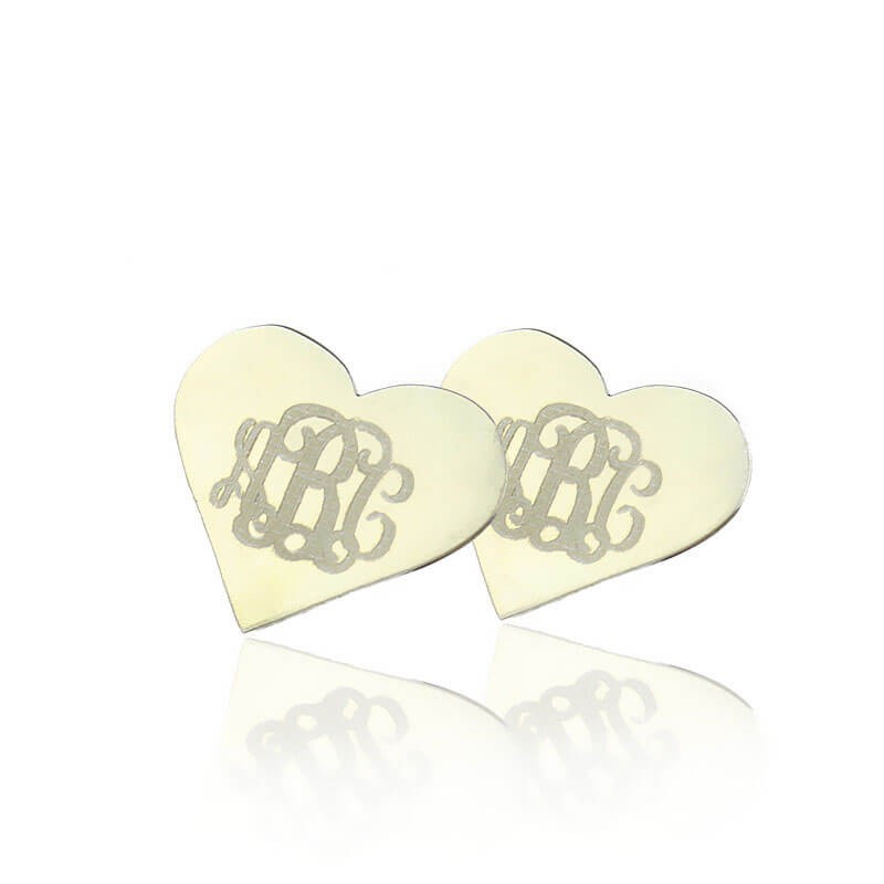 Boucles d'oreilles monogramme coeur en argent sterling