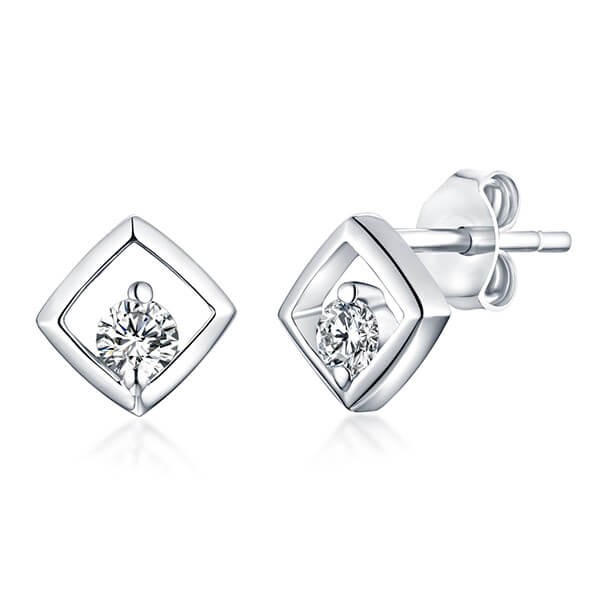 Boucles d'oreilles carrées avec pierres précieuses personnalisées en argent sterling