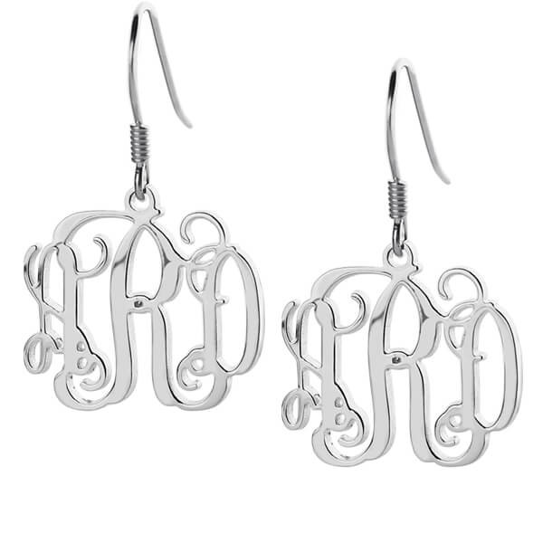 Boucles d'oreilles monogramme personnalisées en argent sterling