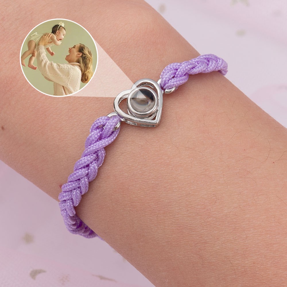 Bijoux Photo Personnalisé Maman Photo Projection Bracelet Idées Cadeaux pour Grand-Mère Maman Femme