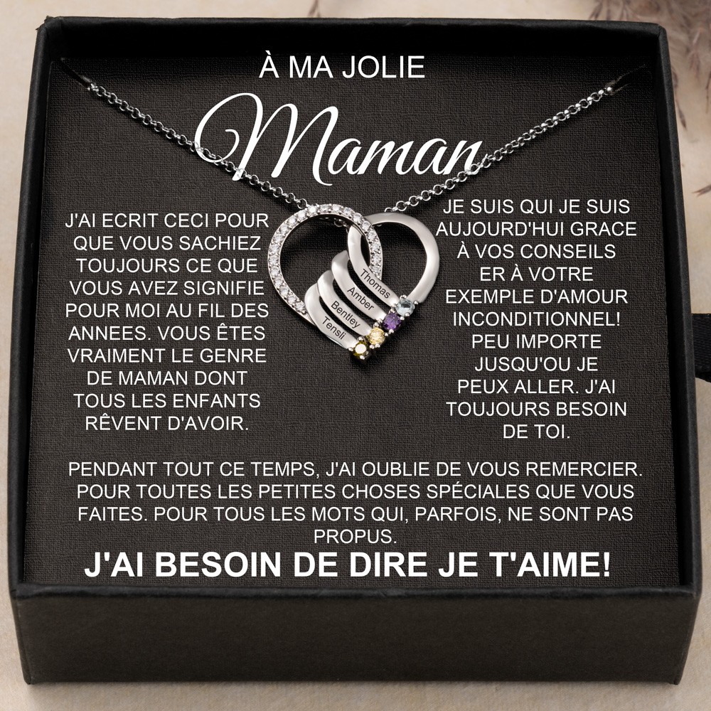 À ma belle maman collier de pierre de naissance personnalisé gravé avec des noms cadeaux de nouvelle maman cadeaux d'anniversaire pour maman