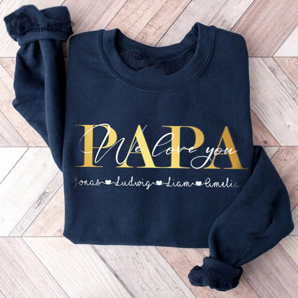 PAPA nous t'aimons Sweat à capuche personnalisé PAPA avec noms d'enfants Cadeau de fête des pères