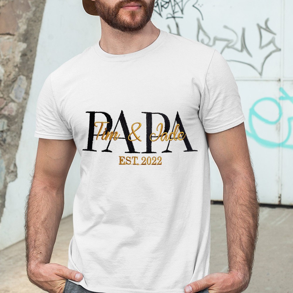 Chemise papa personnalisée avec nom d'enfant, cadeau de fête des pères pour nouveau papa