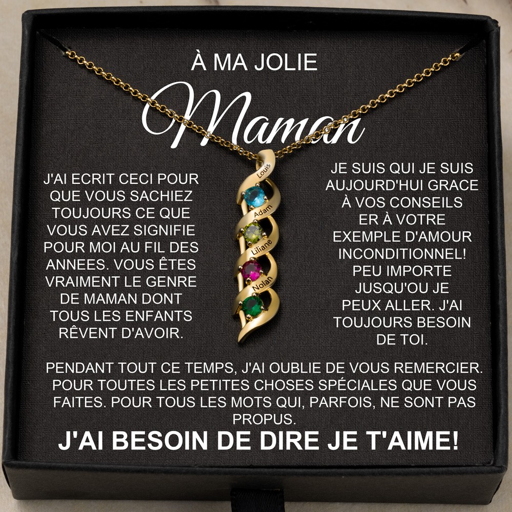 Collier avec nom personnalisé pour maman, avec pierre de naissance, cadeaux pour nouvelle maman, idées cadeaux d'amour pour maman