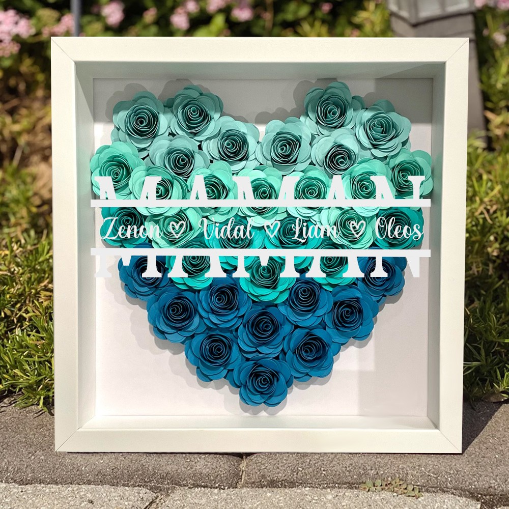 Boîte d'ombre à fleurs personnalisée pour maman, idées cadeaux d'amour pour maman, grand-mère, cadeau de fête des mères