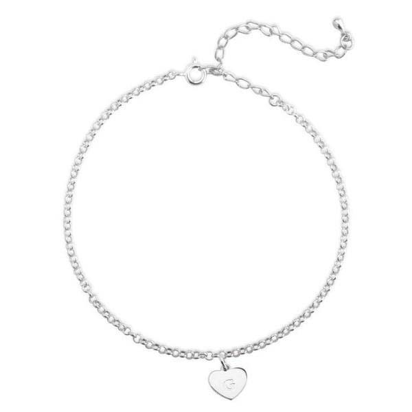 Bracelet de cheville coeur initial personnalisé réglable