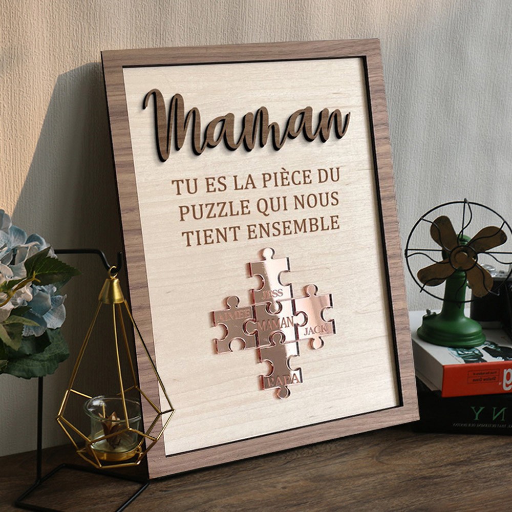 Pièces de puzzle en bois personnalisées pour maman, idées cadeaux pour maman, grand-mère, cadeaux de fête des mères