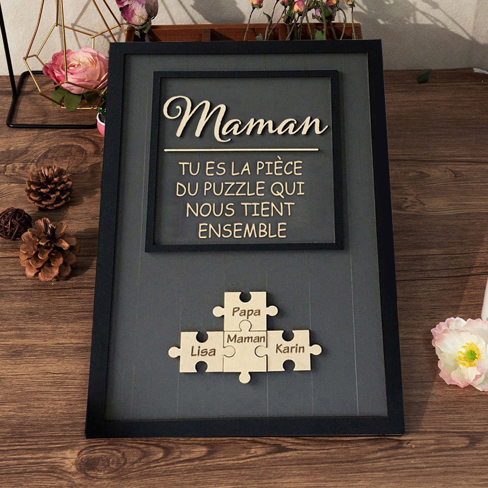 Puzzle personnalisé en bois pour maman, pièce de signe qui nous maintient ensemble, cadeaux de fête des mères