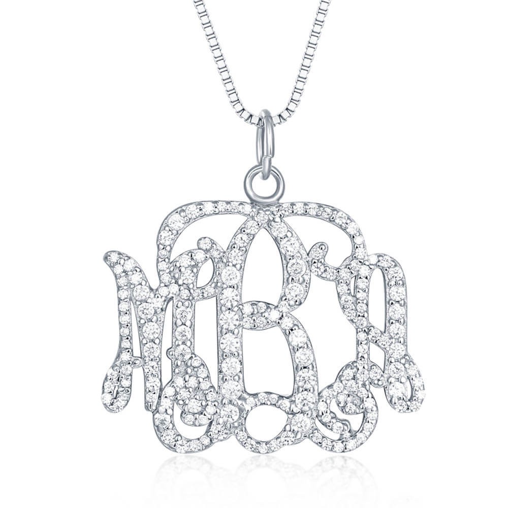 Collier Prénom Monogram Zircon Personnalisé