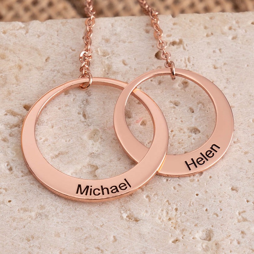 Collier Génération Personnalisé Collier Deux Cercles pour Votre Fils & Fille