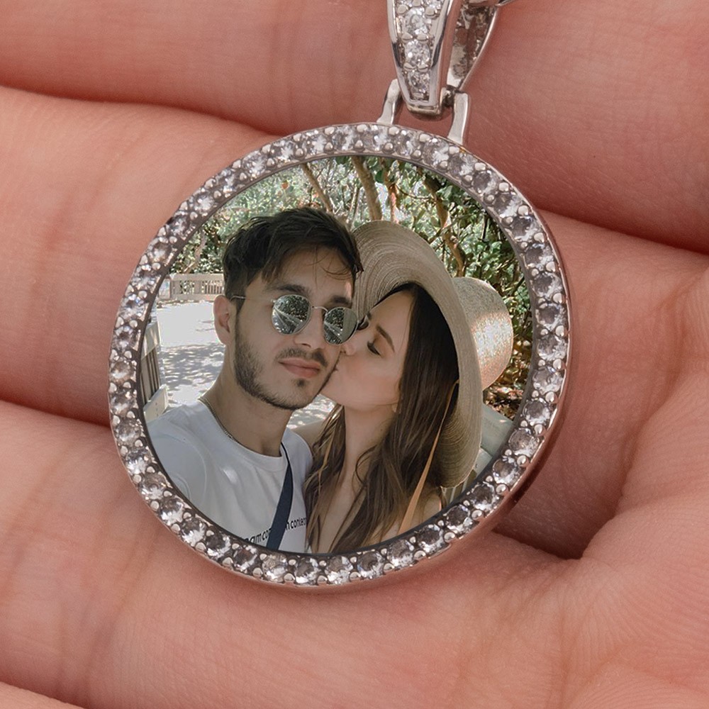 Pendentif personnalisé de collier de mémoire de médaillons de photo avec le cadeau de forme de feuilles de chaîne pour le mari et le petit ami