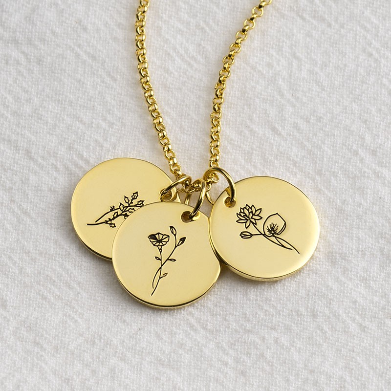 Cadeau personnalisé de collier de fleur de mois de naissance pour maman