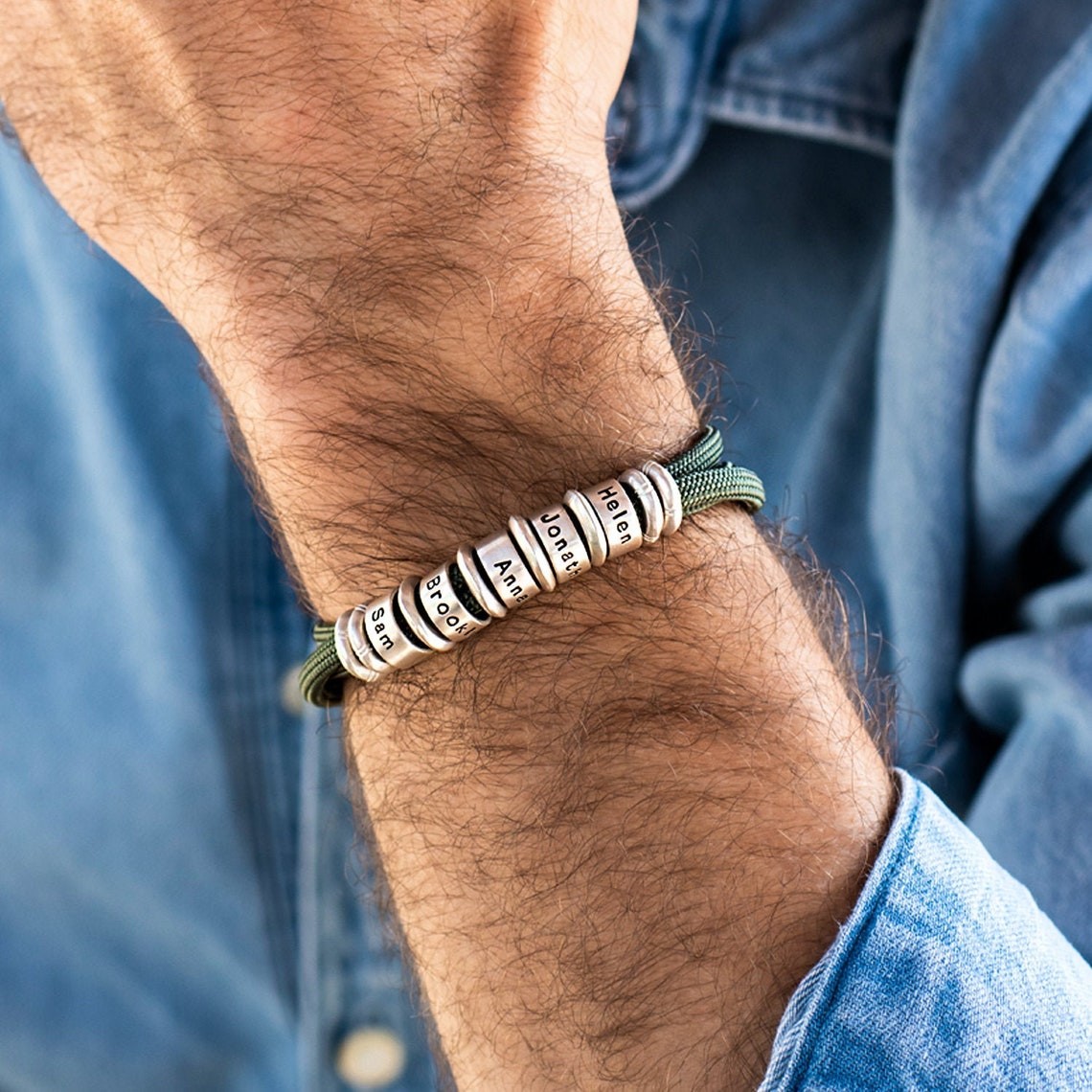 Bracelet de perles tressées personnalisé avec 1 à 10 perles