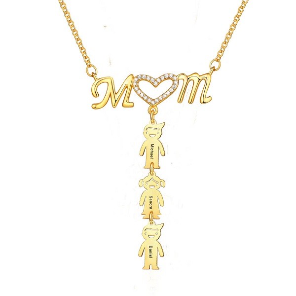 Collier personnalisé en forme de coeur de maman avec 1 à 10 pendentifs pour enfants, cadeau pour maman