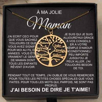 À ma belle maman personnalisé arbre de vie nom collier idées cadeaux pour maman cadeaux d'anniversaire pour elle