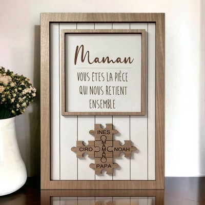 Fait à la main maman bois puzzle nom signe cadeau personnalisé pour maman grand-mère cadeau de fête des mères