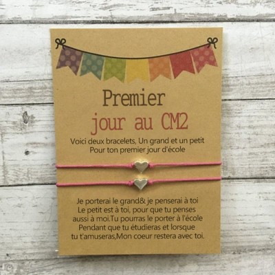 Rentrée des classes bracelet Premier jour au CM2 cadeau pour enfant lot de 2