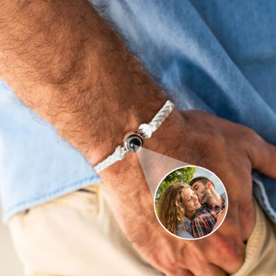 Personnalisé Photo Projection Hommes Bracelet avec Photo À L'intérieur Petit Ami Bracelet Saint Valentin Cadeau pour Lui