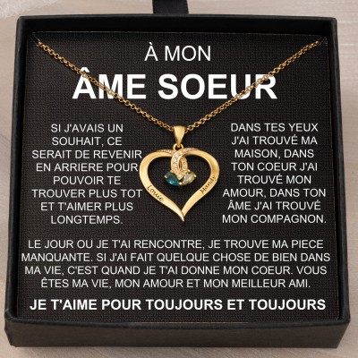 Collier cœur personnalisé à mon âme sœur, idées cadeaux pour la Saint-Valentin, anniversaire, Noël ​