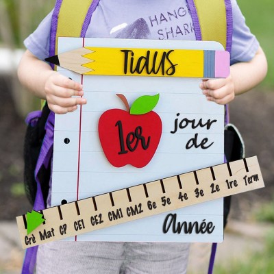 Panneau de rentrée scolaire interchangeable personnalisé Premier/100e/dernier jour d'école pour les enfants