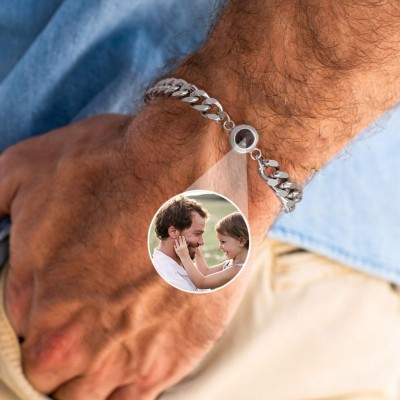 Bracelet de projection de photo personnalisé avec photo à l'intérieur Cadeaux uniques pour homme Cadeau de fête des pères de la fille