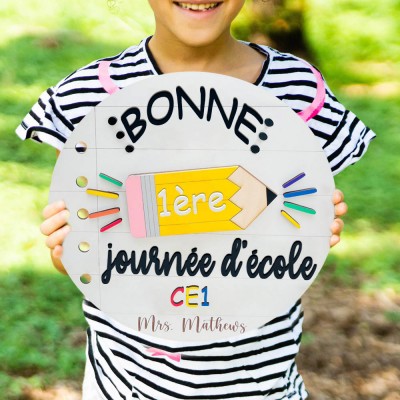 Panneau personnalisé interchangeable pour le premier jour d'école, cadeaux de rentrée scolaire, cadeaux pour enseignants