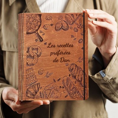 Livre de recettes familial personnalisé en bois, idées cadeaux pour le jour de Noël