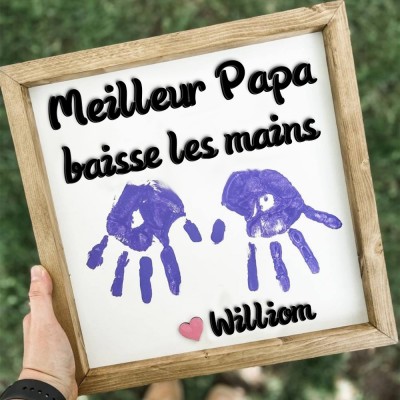 Cadeau de fête des pères meilleur papa cadre d'empreinte de main personnalisé