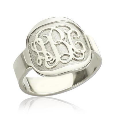 Bague monogramme gravée personnalisée en argent sterling S925