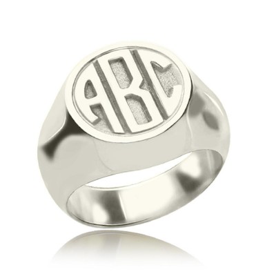 Bague monogramme gravée personnalisée en argent sterling S925