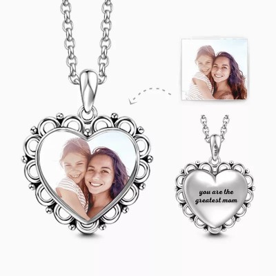 Collier photo coeur gravé en argent S925