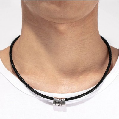 Collier en cuir tressé pour hommes avec 1-10 perles