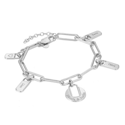 Bracelet à maillons de chaîne avec 1-5 breloques personnalisées