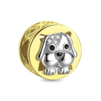 Charm Chien Mignon Cristal Swarovski Argent