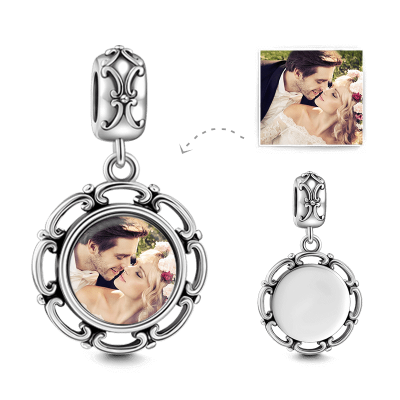 Charm Photo Pendentif Rond Argenté