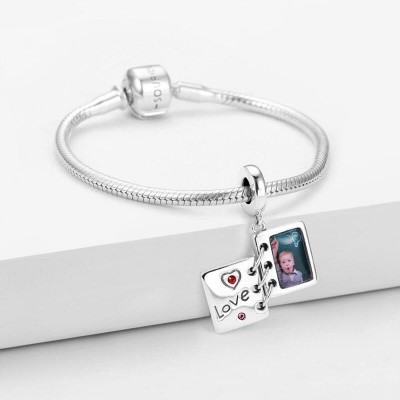 Swarovski Crystal Love Photo Album Photo Charm Silver