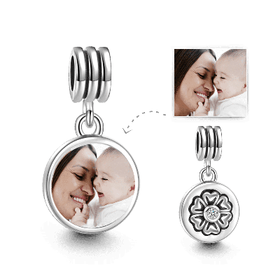 Pétale Design Pendentif Photo Charm Argent