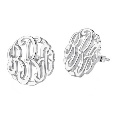 Boucles d'oreilles monogramme bloc personnalisé en argent sterling