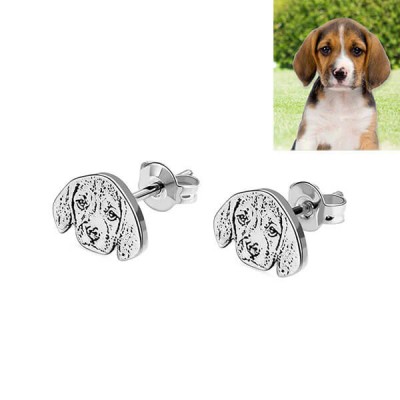 Boucles d'oreilles personnalisées avec photo d'animal de compagnie en argent