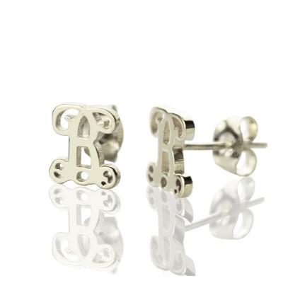 Boucles d'oreilles monogramme initiales personnalisées en argent sterling