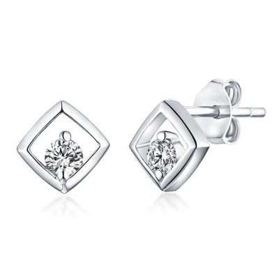 Boucles d'oreilles carrées avec pierres précieuses personnalisées en argent sterling