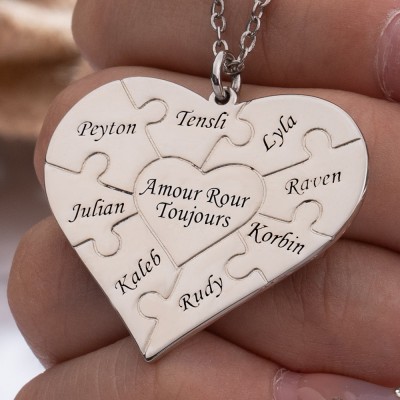 Collier personnalisé en forme de coeur 1-8 pièces cadeau pour maman et grand-mère