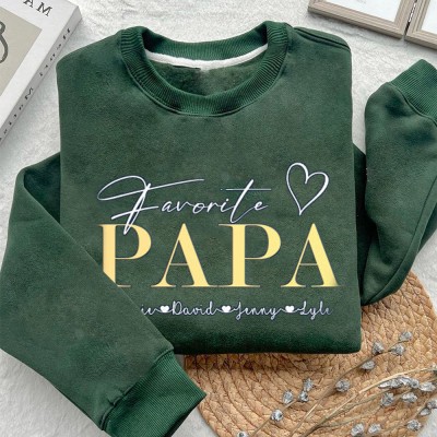 Sweat à capuche personnalisé PAPA préféré avec noms d'enfants, cadeau de fête des pères