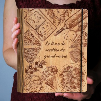 Livre de recettes familial personnalisé en bois, idées cadeaux pour le jour de Noël